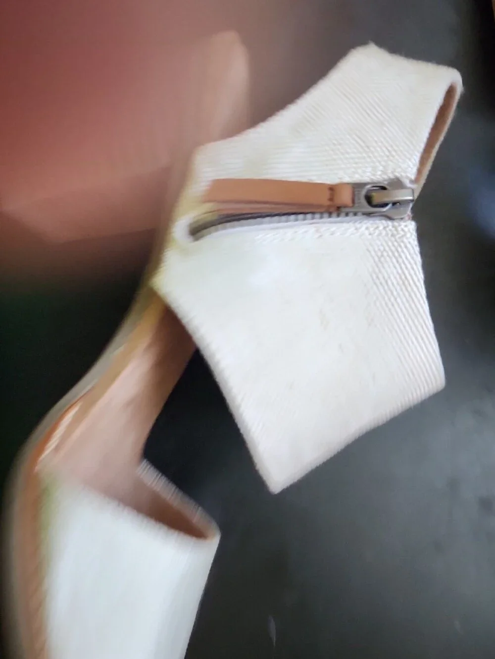 TOMS Cream Canvas Slingback Square Heels Sandals